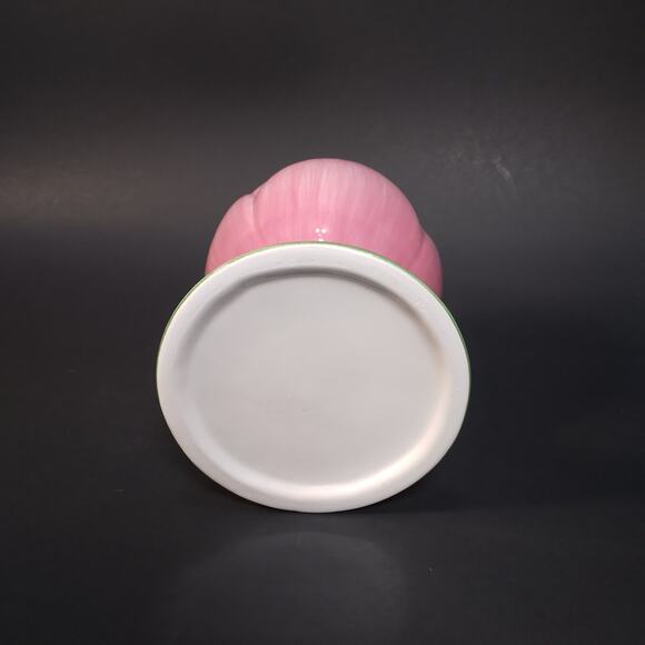 Pretty Pink Tulip Teacup Green Footed Base, Vtg '90s Pastel Spring Easter Decor - Picture 6 of 7